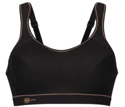 Anita Active Sports Bra Extreme Control (Black/Gold) -Fashion Lingerie Store Anita Active Extreme Control Sports Bra Black and Gold Front EnVie Lingerie