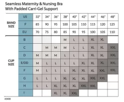 Carriwell Maternity & Nursing Padded GelWire Support -Fashion Lingerie Store Carriwell GelSupportPaddedsizechart