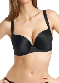 Freya Deco Underwired Moulded Plunge T-Shirt Bra 10 Freya Deco Underwired Moulded Plunge T-Shirt Bra -Fashion Lingerie Store Freya Deco Underwired Moulded Plunge T Shirt Bra Black Front EnVie Lingerie