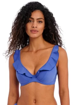 Freya Jewel Cove Bikini Top Azure -Fashion Lingerie Store Freya Swim Jewel Cove Plain Azure Underwired High Apex Bikini Top