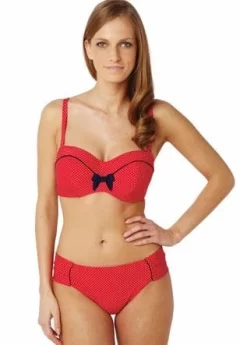 Panache Britt Gathered Bikini Pant -Fashion Lingerie Store PanacheBrittGatherPantsRedPolkaDotSW0829