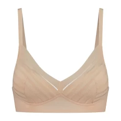 Bye Bra Bra Top Wire Free Lace 26 Bye Bra Bra Top Wire Free Lace -Fashion Lingerie Store Powermesh wire free bra Beige Front