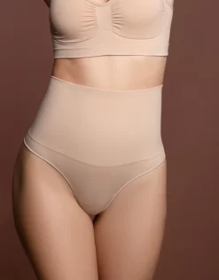 Bye Bra Seamless High Waist Thong -Fashion Lingerie Store Seamless High Waist Thong Beige 1 1593x2037 1