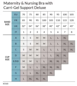 Carriwell Maternity & Nursing Bra With Carri-Gel Support -Fashion Lingerie Store SizeChartforCarrigel bras