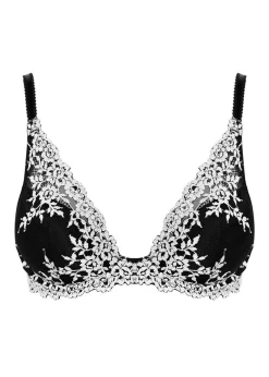 Wacoal Embrace Lace Plunge Underwire Bra -Fashion Lingerie Store Wacoal Lingerie Embrace Lace Black Plunge Underwire Bra cut out