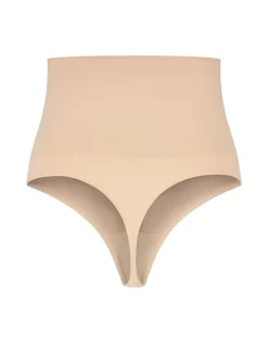 Bye Bra Seamless High Waist Thong -Fashion Lingerie Store seamless high waist thong beige back