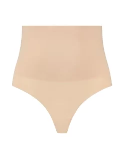Bye Bra Seamless High Waist Thong -Fashion Lingerie Store seamless high waist thong beige front product